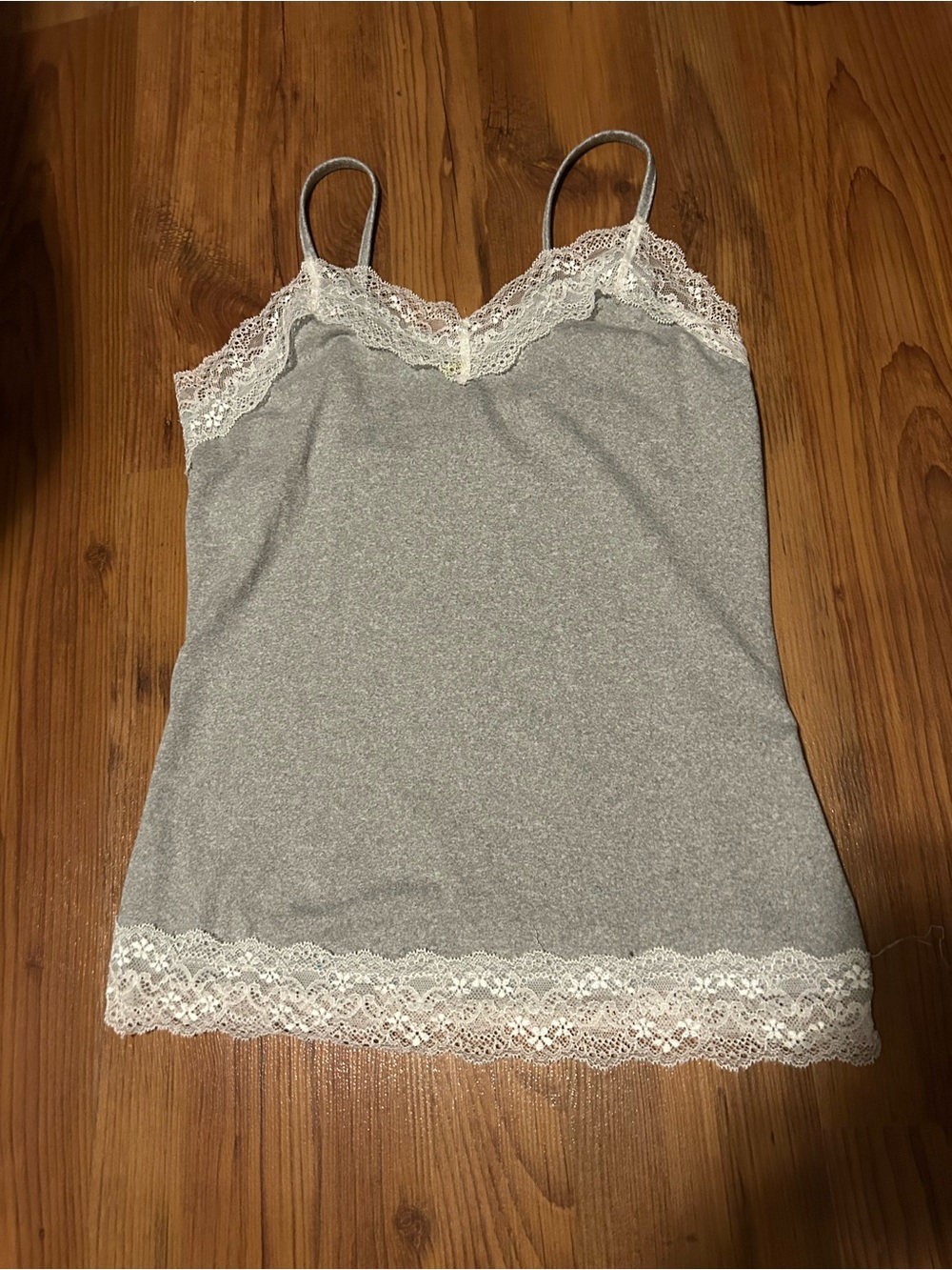 Women's Gray Lace-Trim Camisole with Adjustable Straps
